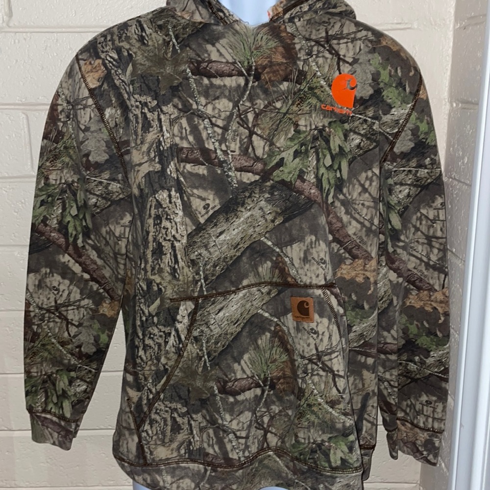 Carhartt camo/orange pull over hoodie